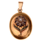 Flower Gold Picture Locket - Front
