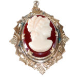 Costume Jewelry Gold Filled Cameo Locket Pendant - Front Angle
