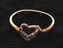 14K Heart Gold Ring with 3 Diamonds - Yellow Gold