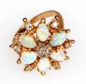 14K Ring with Opals and Diamonds 14K MARK