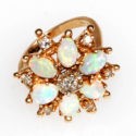 14K Ring with Opals and Diamonds 14K MARK