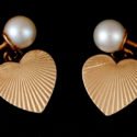 14K earrings with hearts and pearls