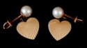 14K earrings with hearts and pearls