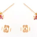 Vintage 10k Gold Ruby Cluster Stud Earrings