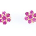 Vintage 10k Gold Ruby Cluster Stud Earrings