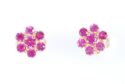 Vintage 10k Gold Ruby Cluster Stud Earrings