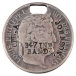 WW1 Dog Tag 347 Inf Coin 5 Francs 1836