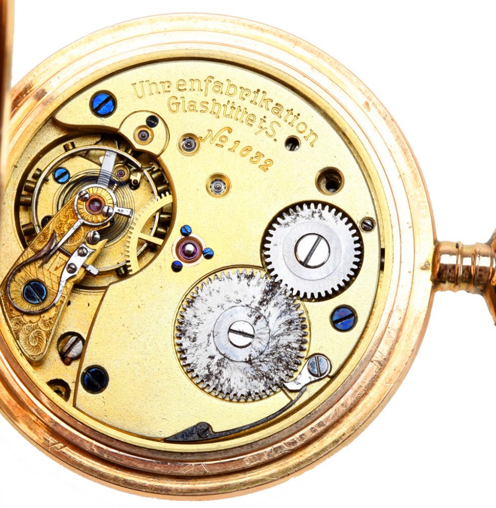 Glashütte OTTO ESTLER Uhren Fabrication Glashütte 14k Solid Gold Pocket Watch