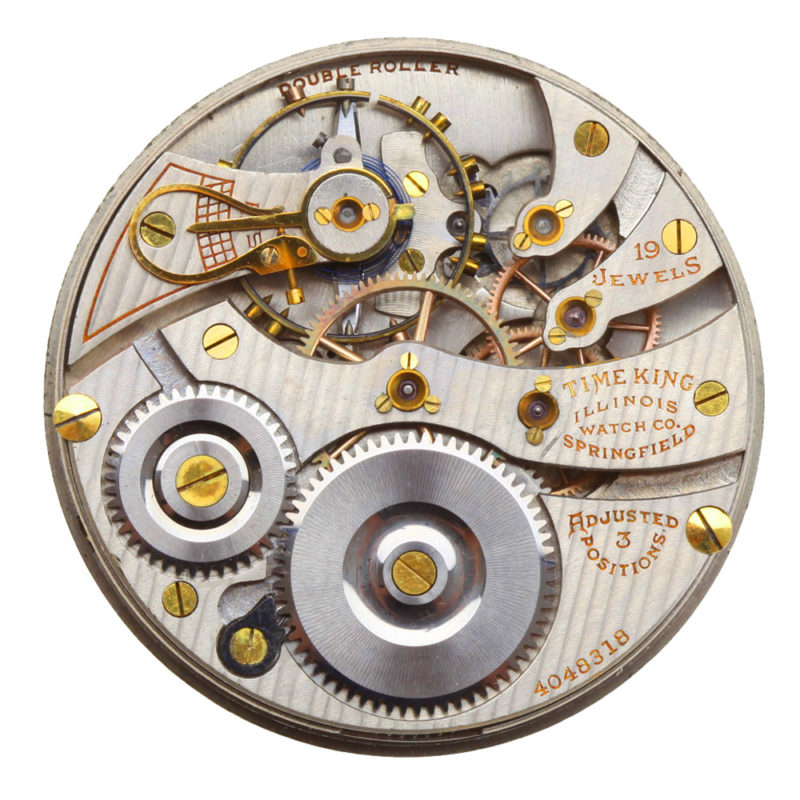 Illinois Time King 16s 19j Grade 306 Model 7 Adjusted Openface Pendant Set Nickel Movement