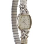 Lady Elgin 14K Solid White Gold 23j 830a 6 Adjusted Diamond Expansion Wristwatch for Parts or Repair
