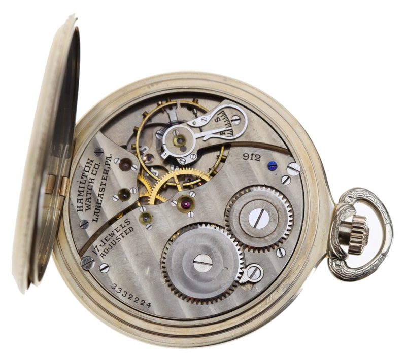 Hamilton 14k 12s 17j Grade 912 Model 2 Openface Pendant Set Pocket Watch