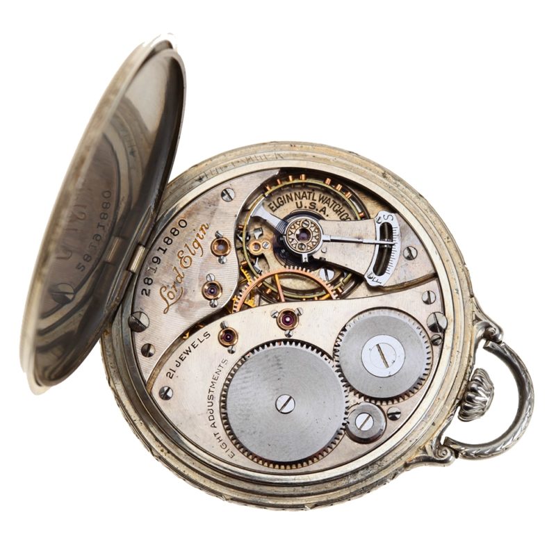 Lord Elgin 14k Gold 12s 21j Grade 450 Model 4 Openface Pendant Set Dress Pocket Watch 