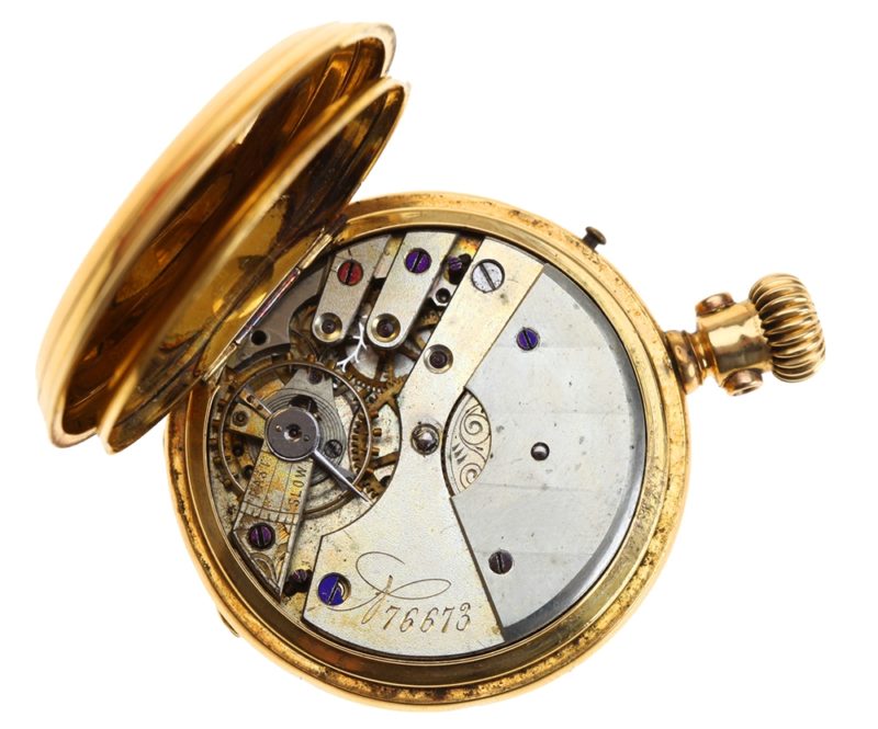 Swiss 18k Gold & Enamel 15 Jewel Pocket Watch