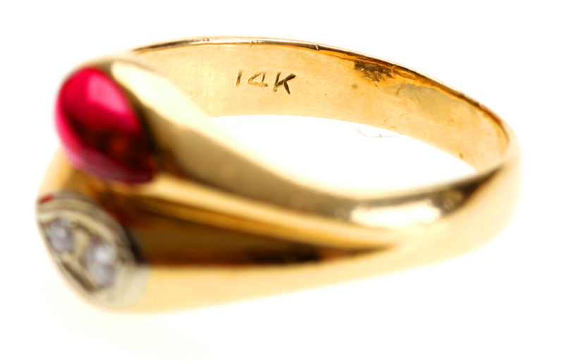Diamond and Ruby 14K Yellow Gold Ring