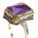 Purple Sapphire Pearl 14K Gold Ring