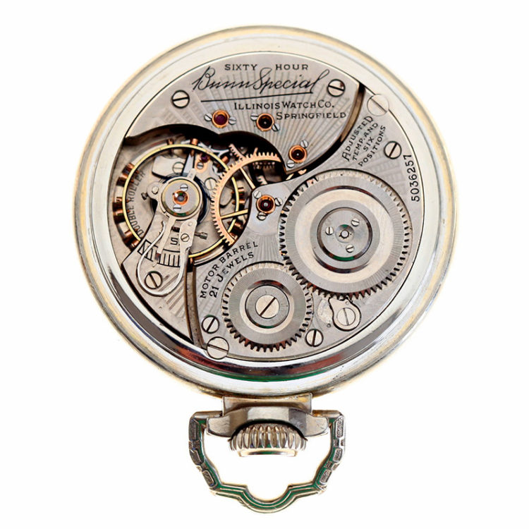 Montre De Poche Illinois Bunn Special 16s 21 Rubis, 60h, 1927, Boîtier Or 10K - Vintage, Fonctionne