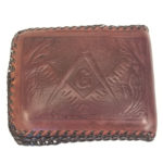Hand Tooled Masonic Freemason Leather Wallet Compass Square Masons Vintage Mens