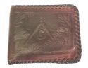 Hand Tooled Masonic Freemason Leather Wallet Compass Square Masons Vintage Mens