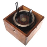 Azimuth Circle Liquid Gimbaled Bearing Compass in Mahogany Wood Case