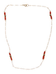 14k Orange Coral Beaded Necklace