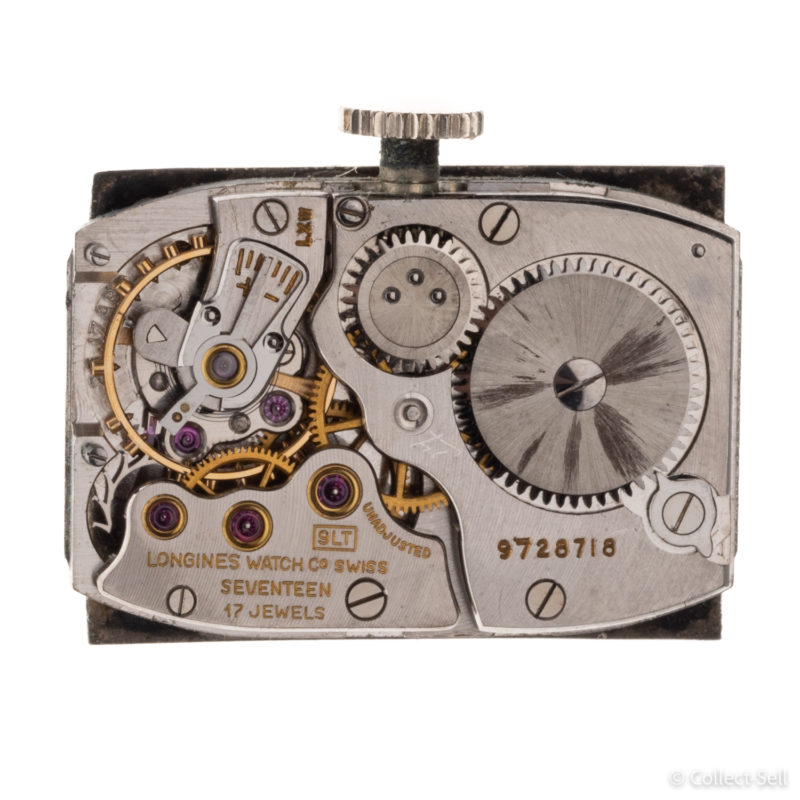 Longines 14k White Gold, Diamond Dial Hourglass Wrist Watch, c. 1955
