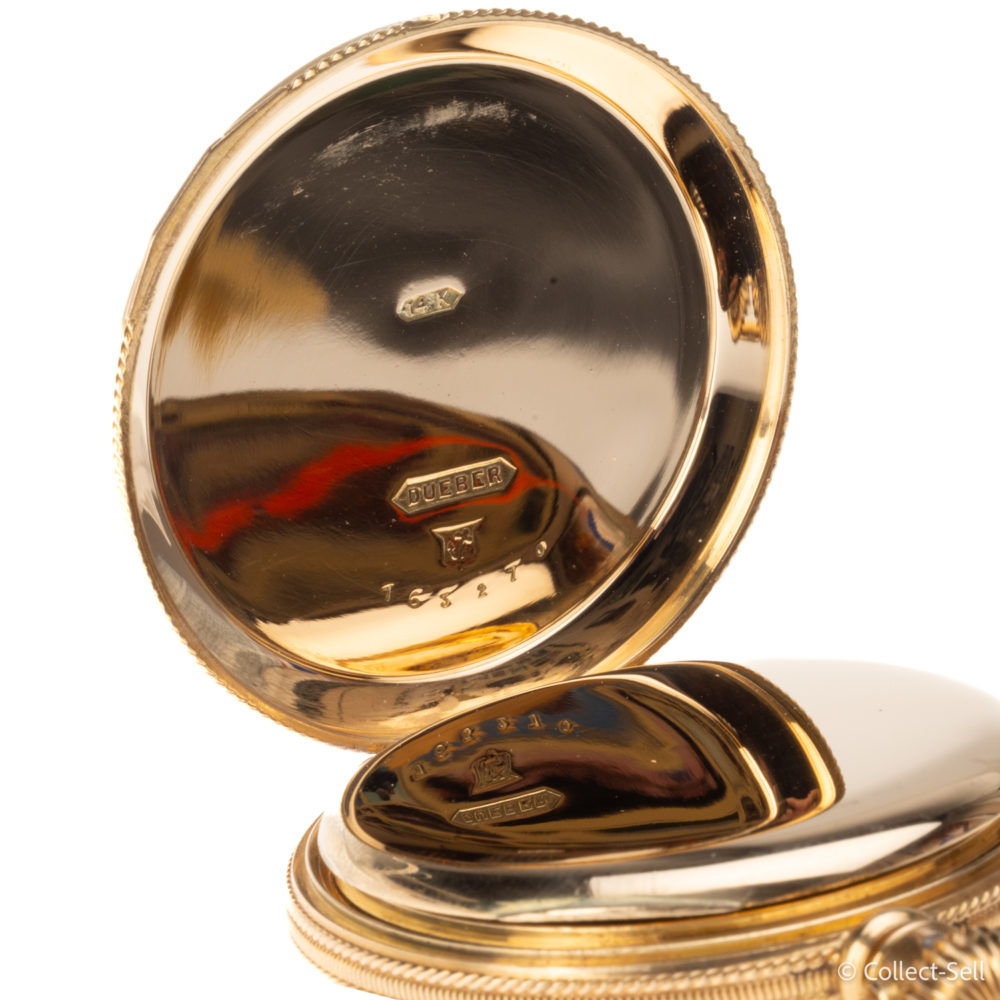 Sharp Stag Buck Hunting Dueber 14K Gold Cased Pocket Watch 1870-1890s