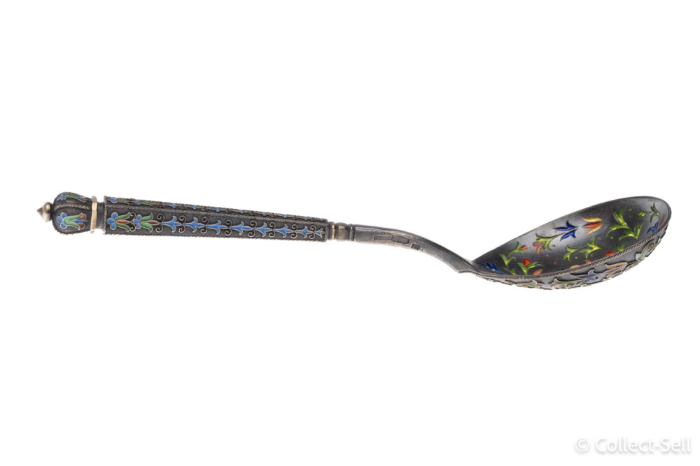 Fabergé Silver Cloisonné & Plique-à-jour Enamel Spoon