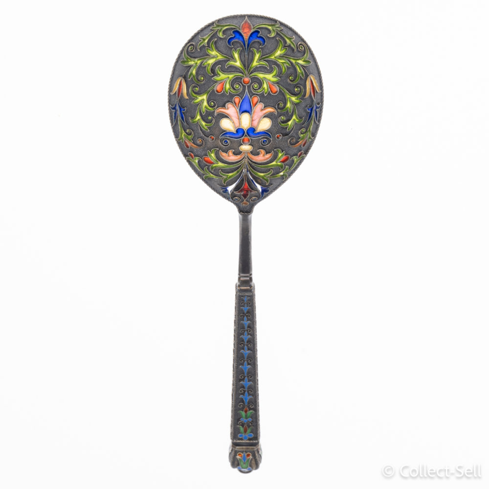 Fabergé Silver Cloisonné & Plique-à-jour Enamel Spoon
