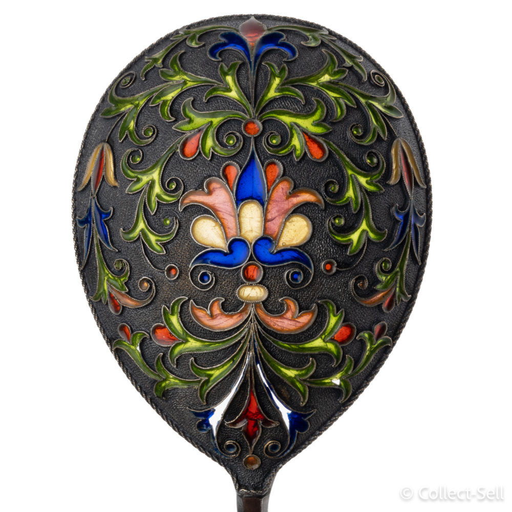 Fabergé Silver Cloisonné & Plique-à-jour Enamel Spoon