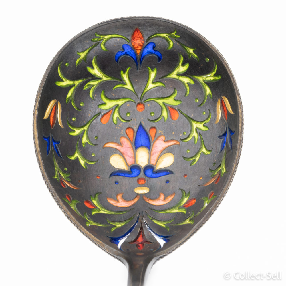 Fabergé Silver Cloisonné & Plique-à-jour Enamel Spoon