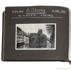 WWII German Wehrmacht photo album page featuring historical photographs of the 1939 Polish Campaign, Wehrmacht leadership, soldiers in training, garrison life, and cultural moments