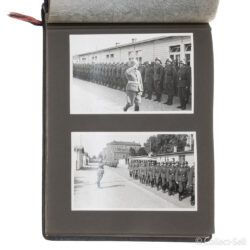 WWII German Wehrmacht photo album page featuring historical photographs of the 1939 Polish Campaign, Wehrmacht leadership, soldiers in training, garrison life, and cultural moments