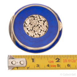 Vintage Austrian Blue Guilloche Enamel Powder Compact w/ Mirror