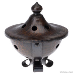 Roycroft hammered copper incense burner with domed lid and vent holes