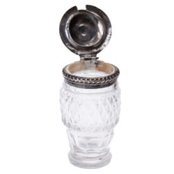 George IV 1824 sterling silver and cut glass mustard pot by Thomas Watson & Co open lid