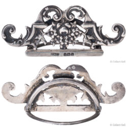 Edwardian sterling silver menu holder by Grey & Co., pierced floral and scrollwork design, Birmingham 1907