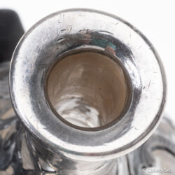Neck opening of silver overlay bottle showing clean interior and silver collar