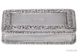 English sterling silver guilloché and floral repoussé box by Searle & Co Ltd, c.1935