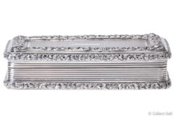 English sterling silver guilloché and floral repoussé box by Searle & Co Ltd, c.1935