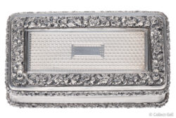 English sterling silver guilloché and floral repoussé box by Searle & Co Ltd, c.1935
