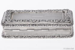 Hinged sterling silver box with floral border and engine-turned sides, Searle & Co Ltd, c.1935