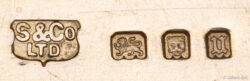 S&Co Ltd maker’s mark with lion passant, leopard head, and 1935 London date letter