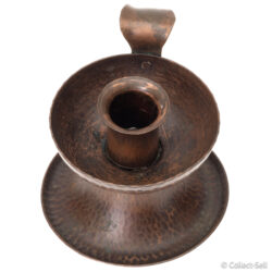 Top-down view showing candle socket and hammered bowl interior