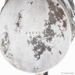 Base of 1894 sterling silver cream jug showing design registration number Rd 242558