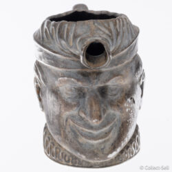 Sterling silver Mr. Punch cream jug front view, Richard Hodd & Son, London 1894