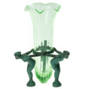Art Deco uranium Vaseline glass vase in Frankart style figural stand
