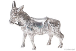 Antique sterling silver donkey figurine with saddle and bridle, Israel Segalov import, London 1924