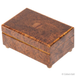 Thorens Swiss three-tune music box in burlwood case, c.1950s