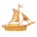 Filigree Sailing Ship Brooch