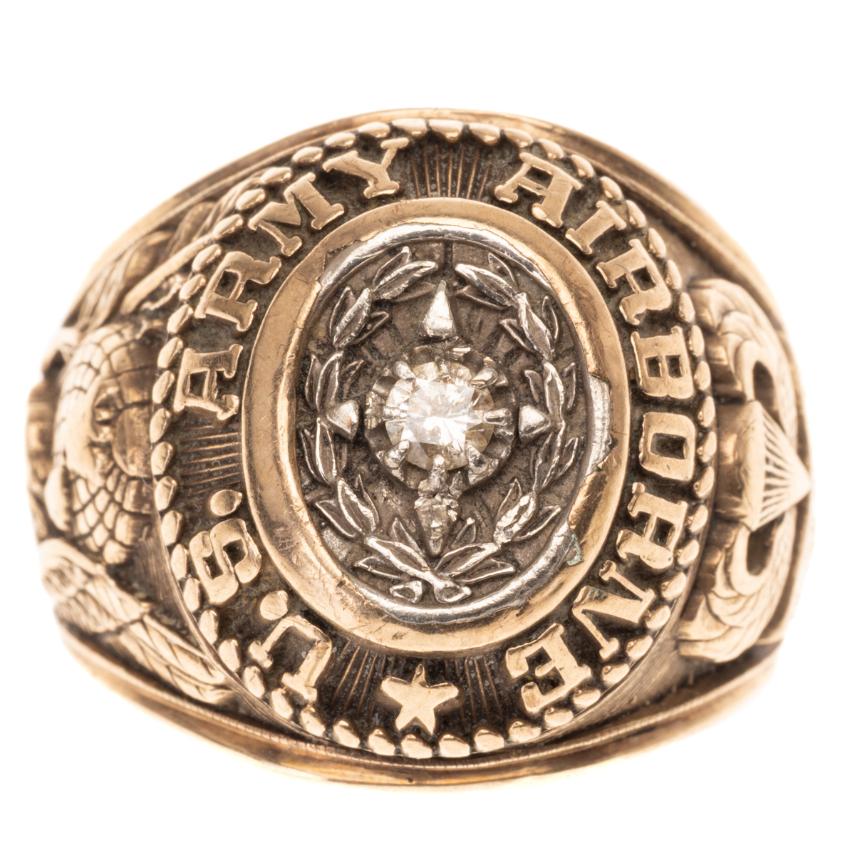 Vintage U.S. Army Airborne Diamond 10K Gold GK Ring